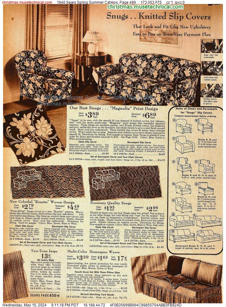 1940 Sears Spring Summer Catalog, Page 489