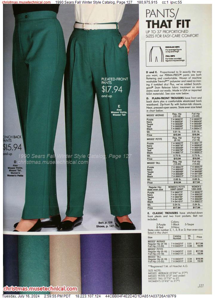 1990 Sears Fall Winter Style Catalog, Page 127