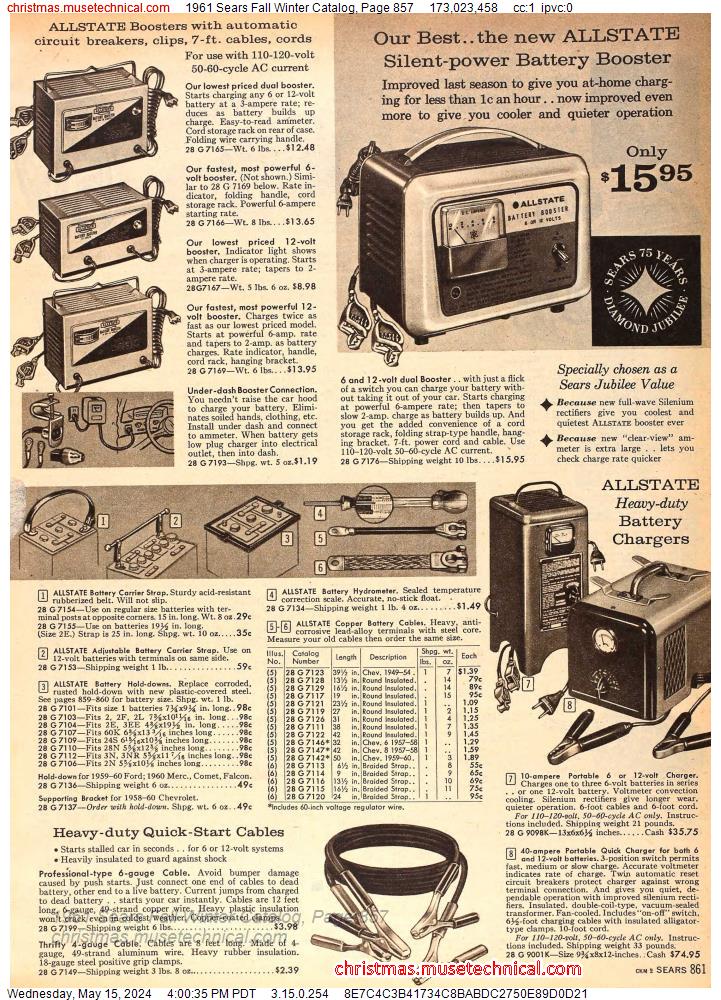 1961 Sears Fall Winter Catalog, Page 857