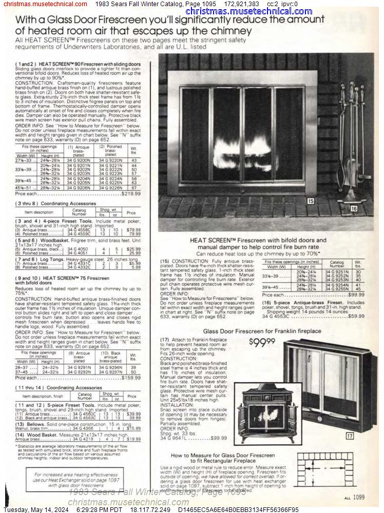 1983 Sears Fall Winter Catalog, Page 1095