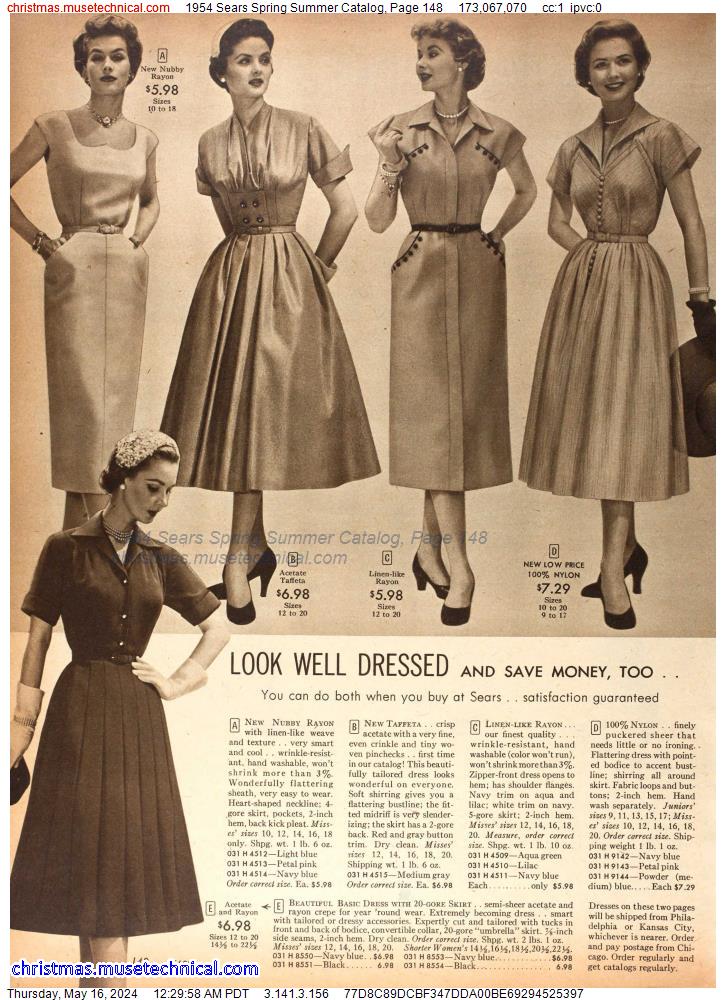 1954 Sears Spring Summer Catalog, Page 148
