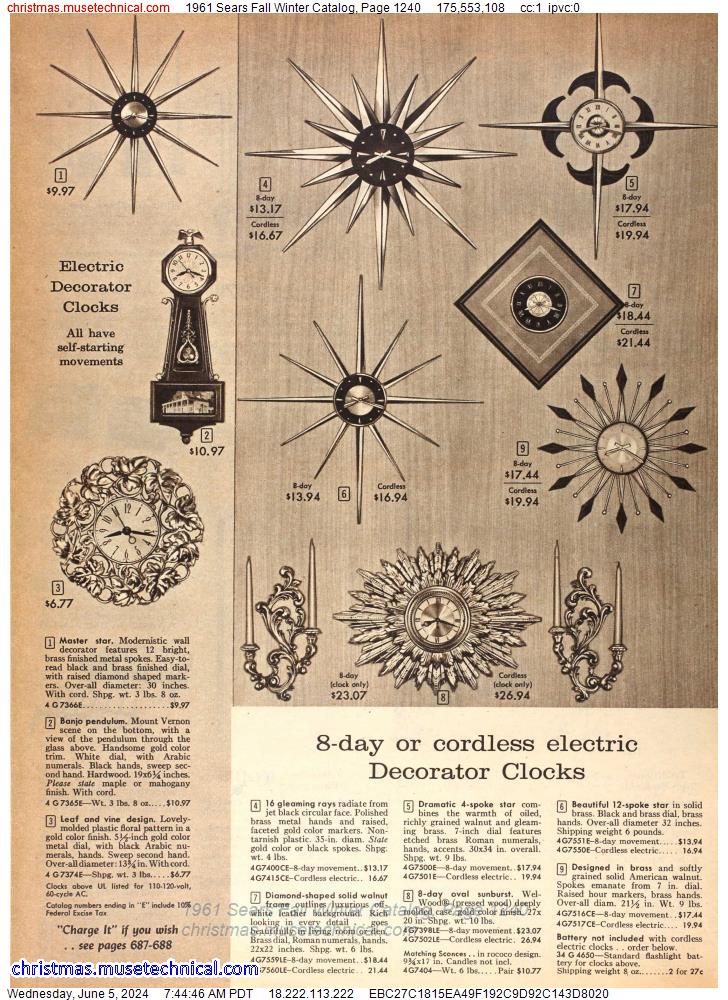 1961 Sears Fall Winter Catalog, Page 1240
