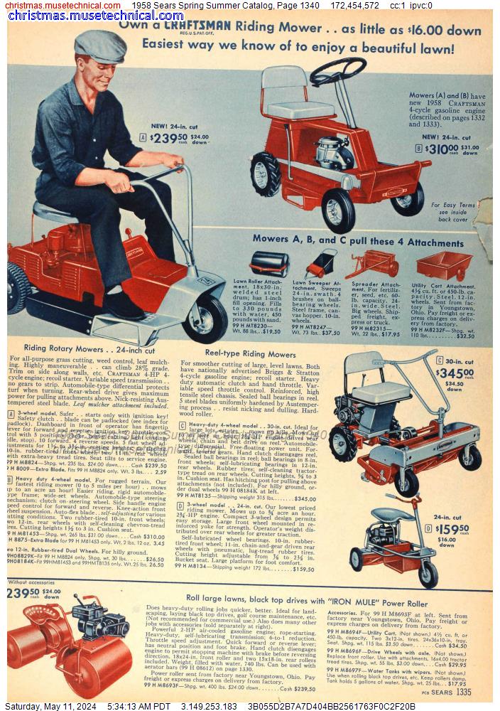 1958 Sears Spring Summer Catalog, Page 1340