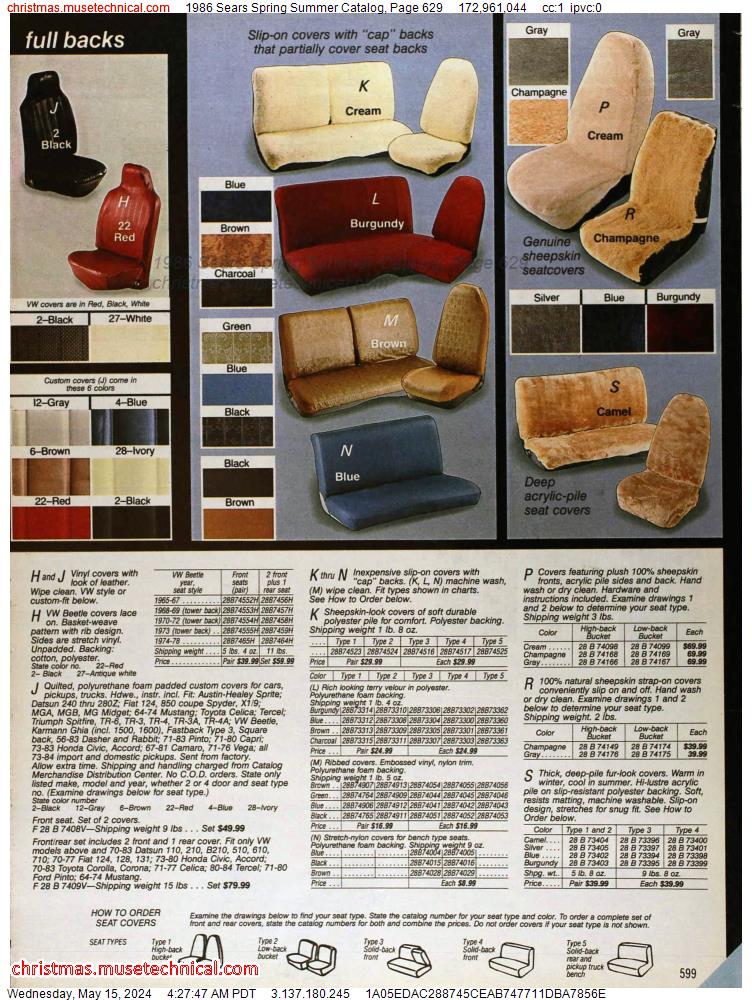 1986 Sears Spring Summer Catalog, Page 629