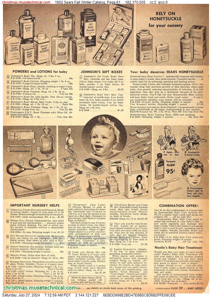 1952 Sears Fall Winter Catalog, Page 61