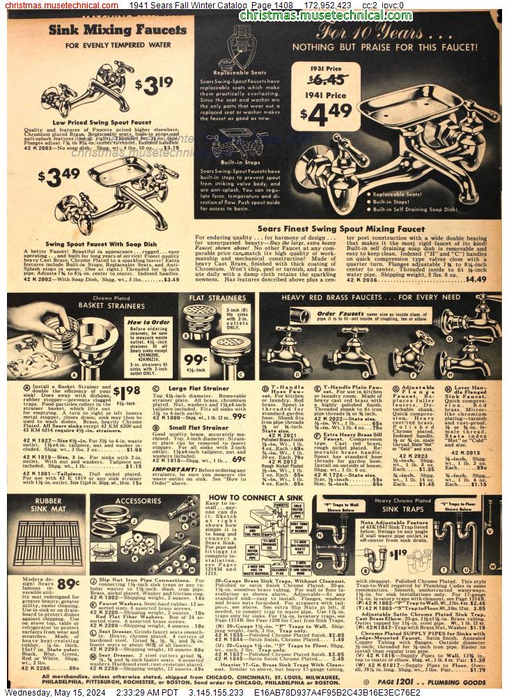 1941 Sears Fall Winter Catalog, Page 1408