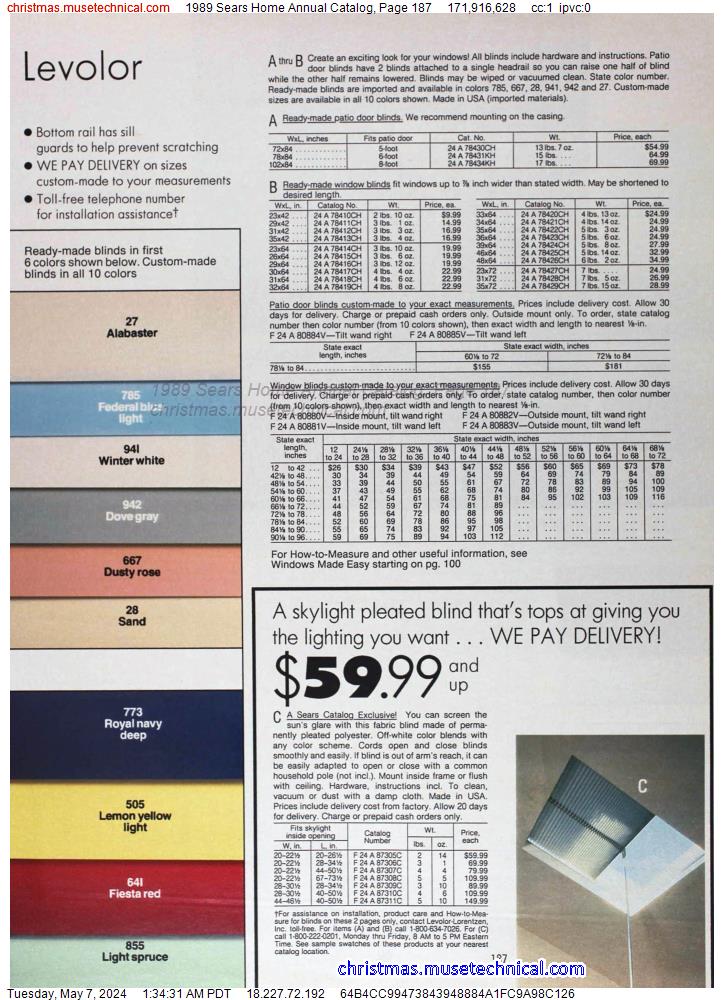 1989 Sears Home Annual Catalog, Page 187