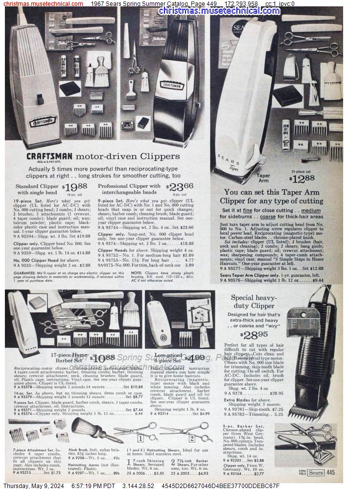 1967 Sears Spring Summer Catalog, Page 449