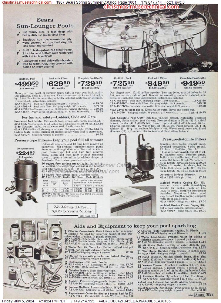1967 Sears Spring Summer Catalog, Page 1001