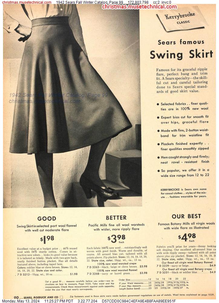 1942 Sears Fall Winter Catalog, Page 99