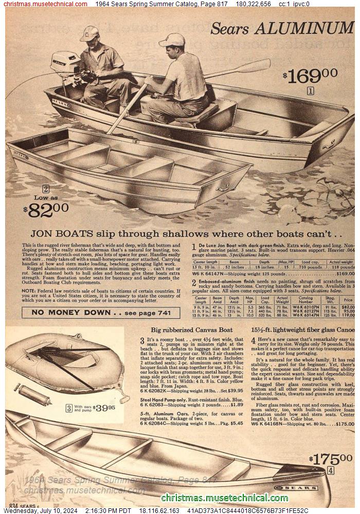 1964 Sears Spring Summer Catalog, Page 817