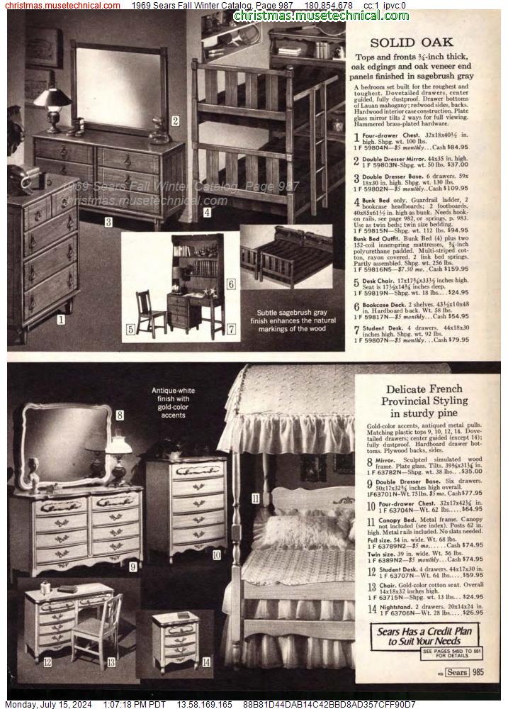 1969 Sears Fall Winter Catalog, Page 987