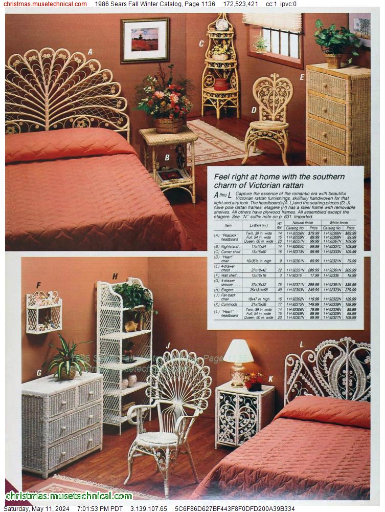 1986 Sears Fall Winter Catalog, Page 1136