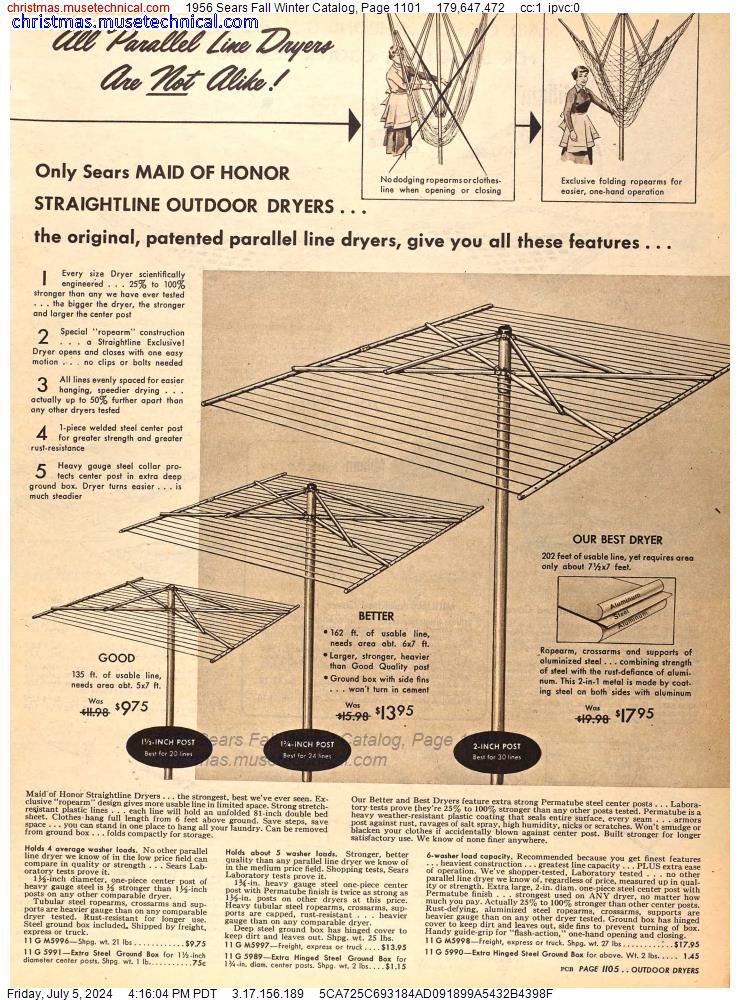 1956 Sears Fall Winter Catalog, Page 1101