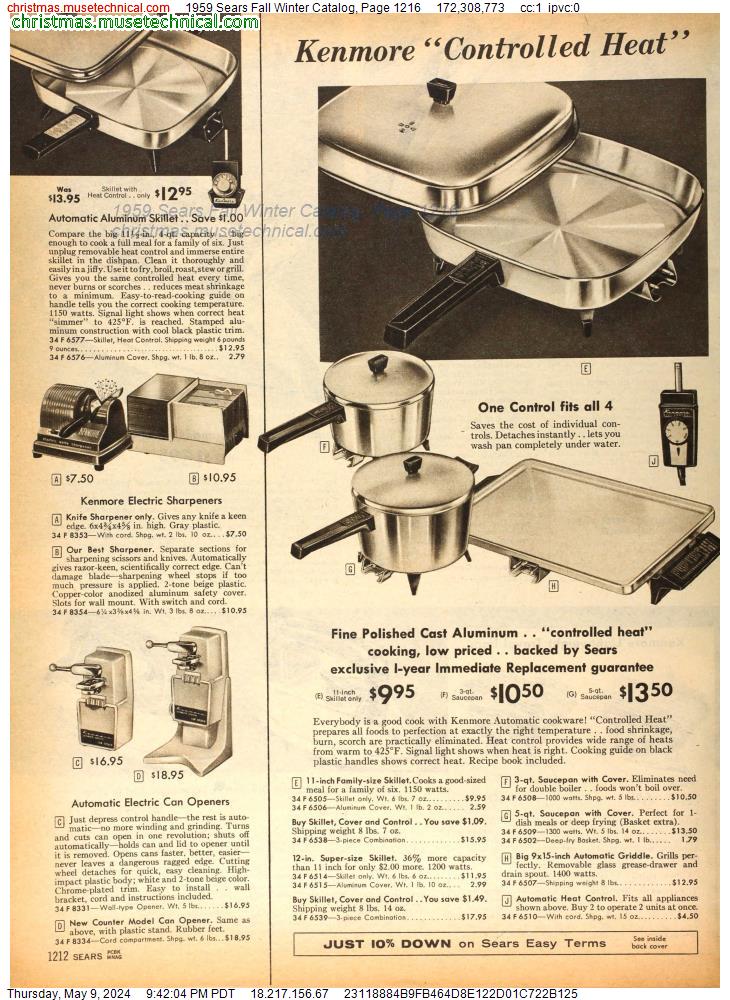 1959 Sears Fall Winter Catalog, Page 1216