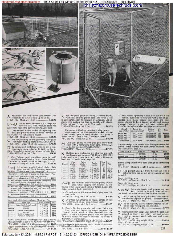 1985 Sears Fall Winter Catalog, Page 745