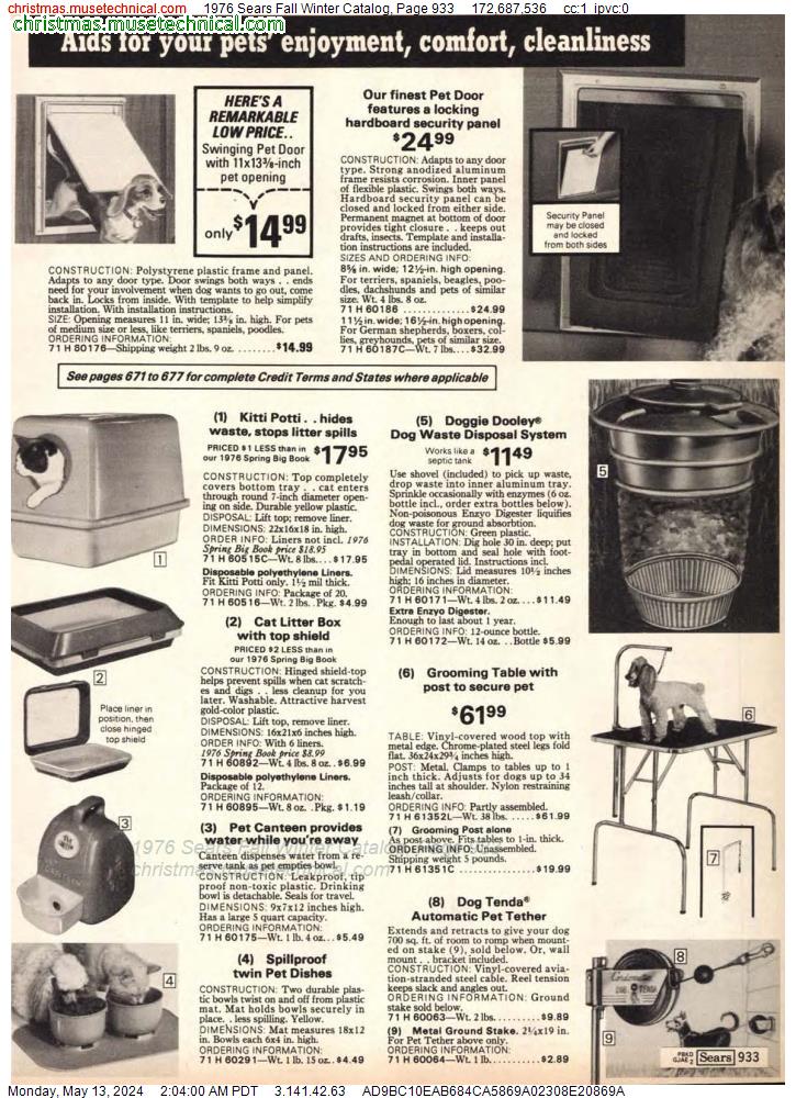 1976 Sears Fall Winter Catalog, Page 933