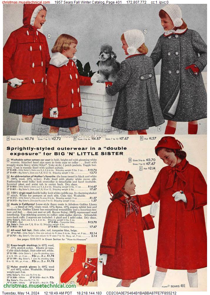 1957 Sears Fall Winter Catalog, Page 401