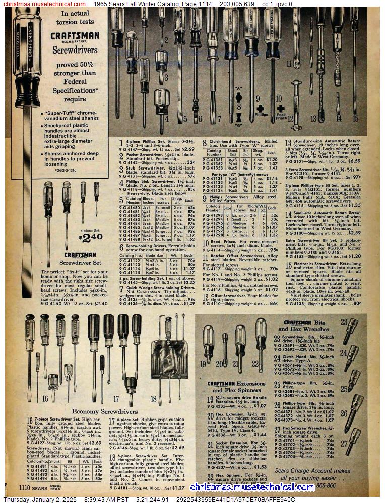 1965 Sears Fall Winter Catalog, Page 1114