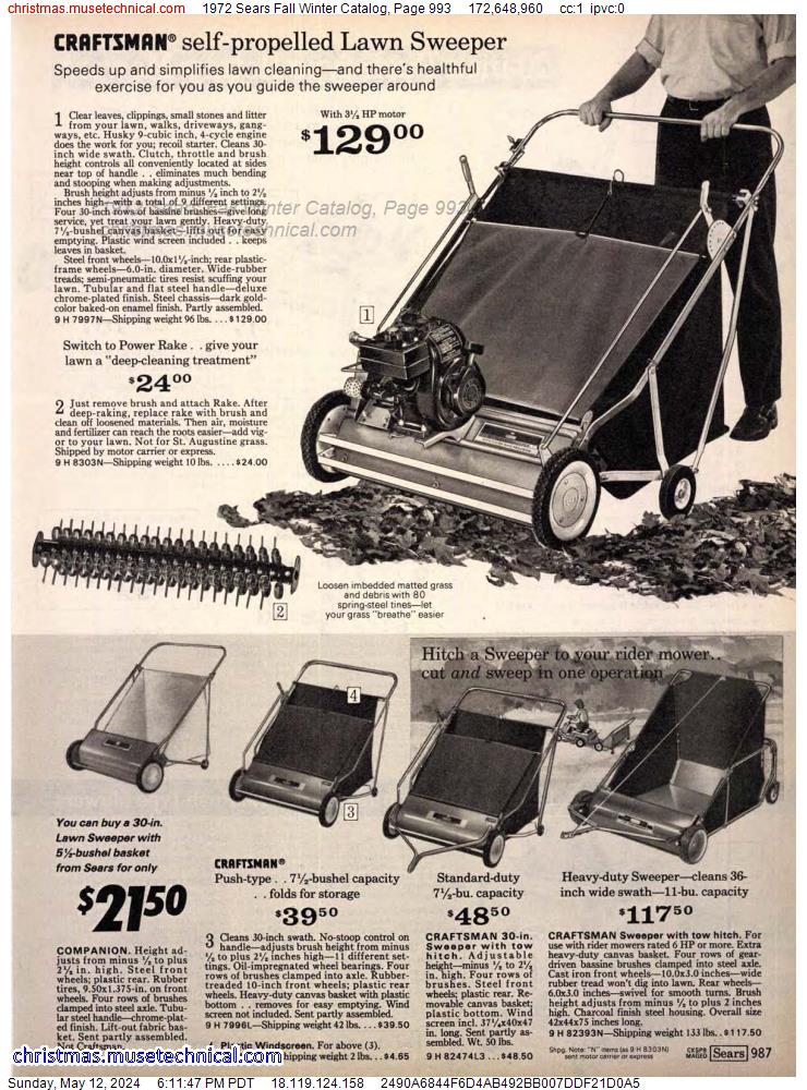 1972 Sears Fall Winter Catalog, Page 993