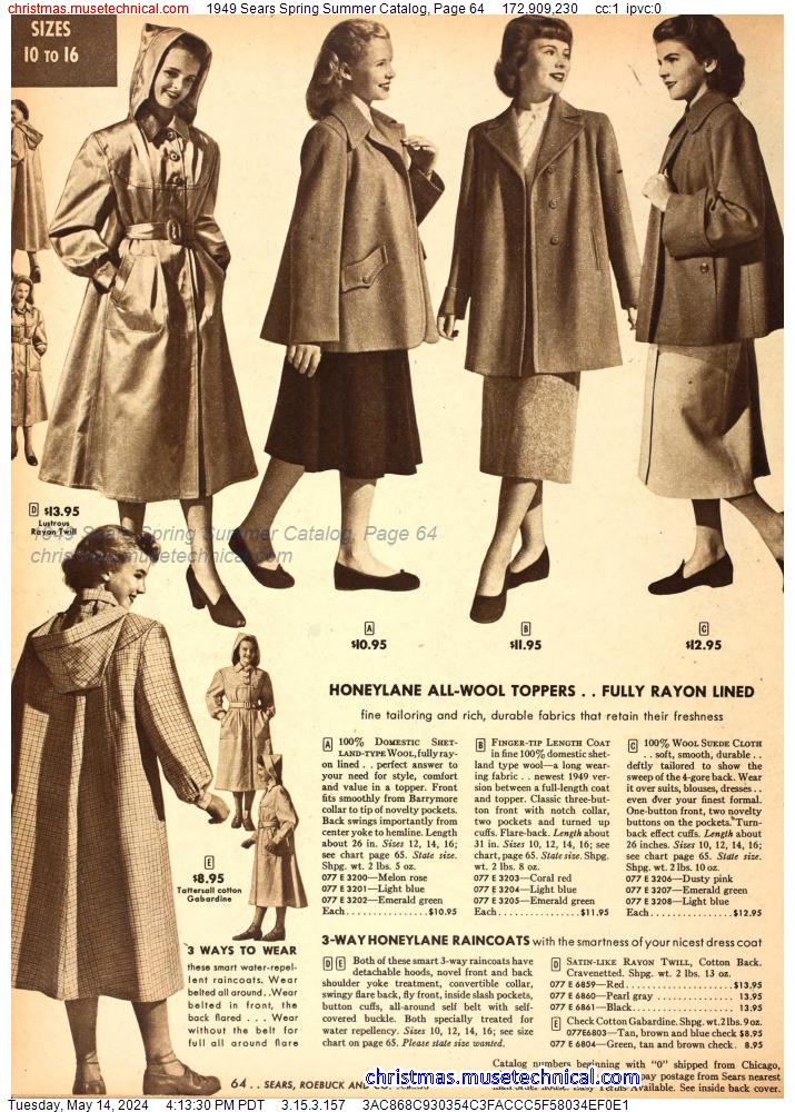 1949 Sears Spring Summer Catalog, Page 64