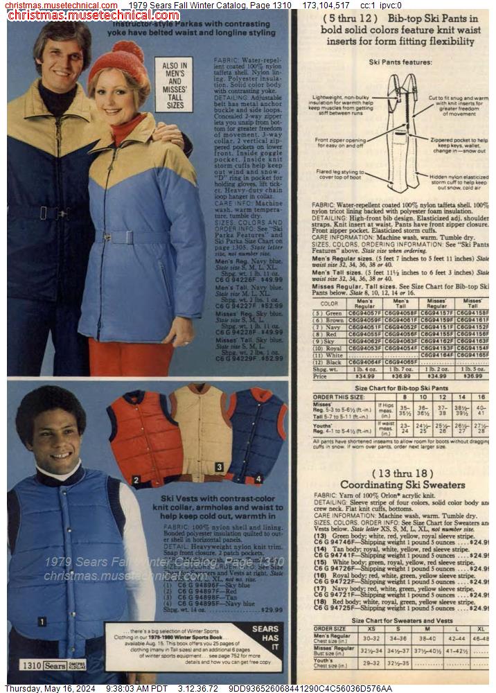 1979 Sears Fall Winter Catalog, Page 1310