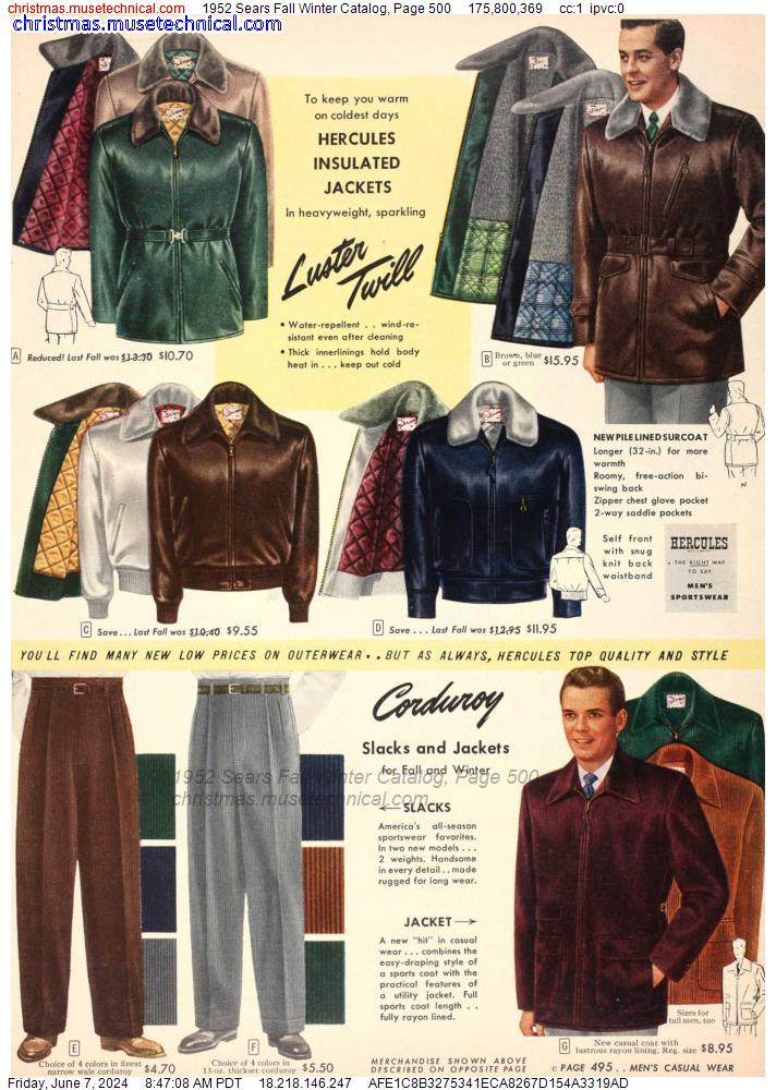 1952 Sears Fall Winter Catalog, Page 500