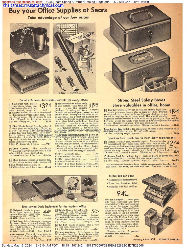 1946 Sears Spring Summer Catalog, Page 595