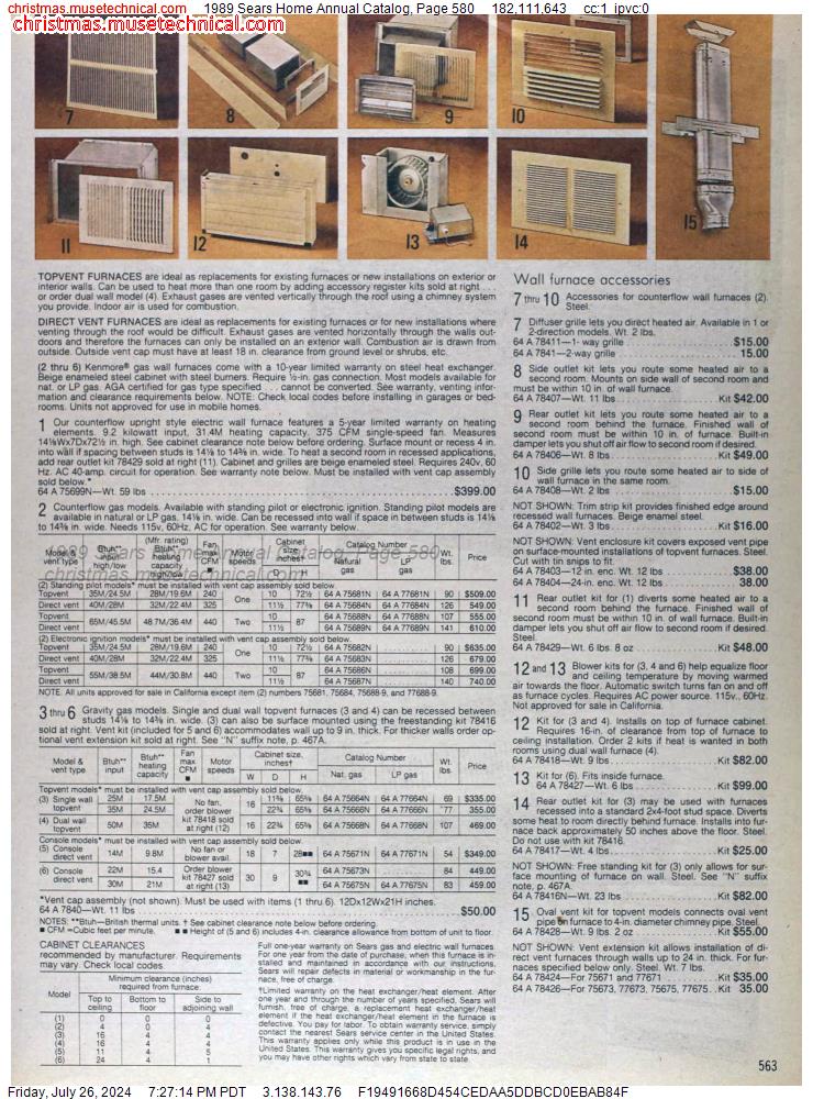 1989 Sears Home Annual Catalog, Page 580