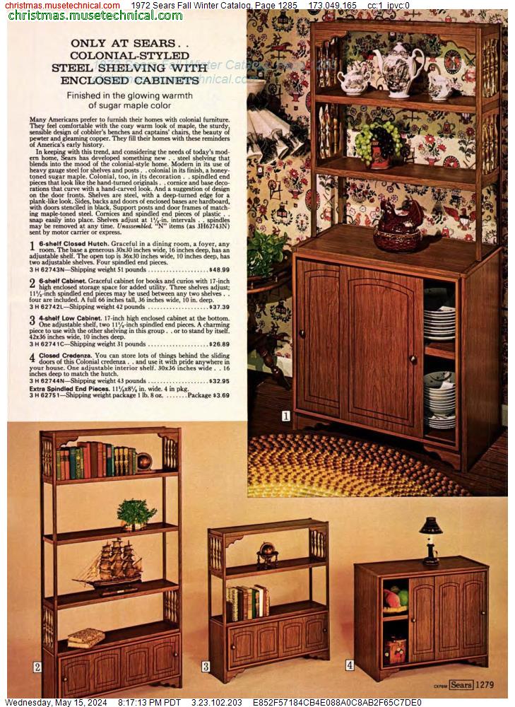 1972 Sears Fall Winter Catalog, Page 1285