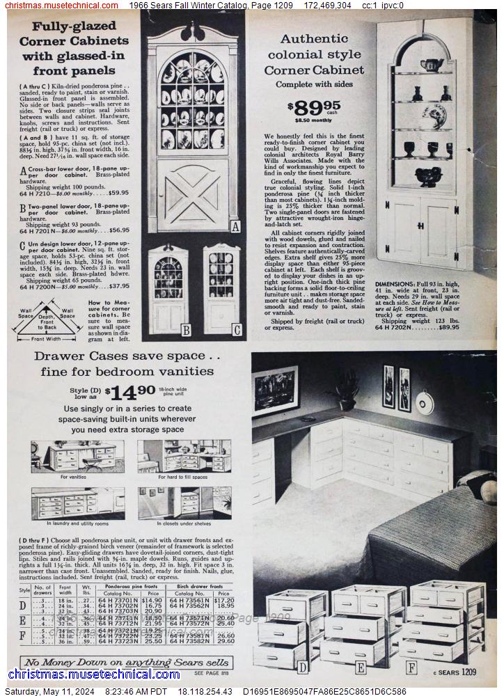 1966 Sears Fall Winter Catalog, Page 1209