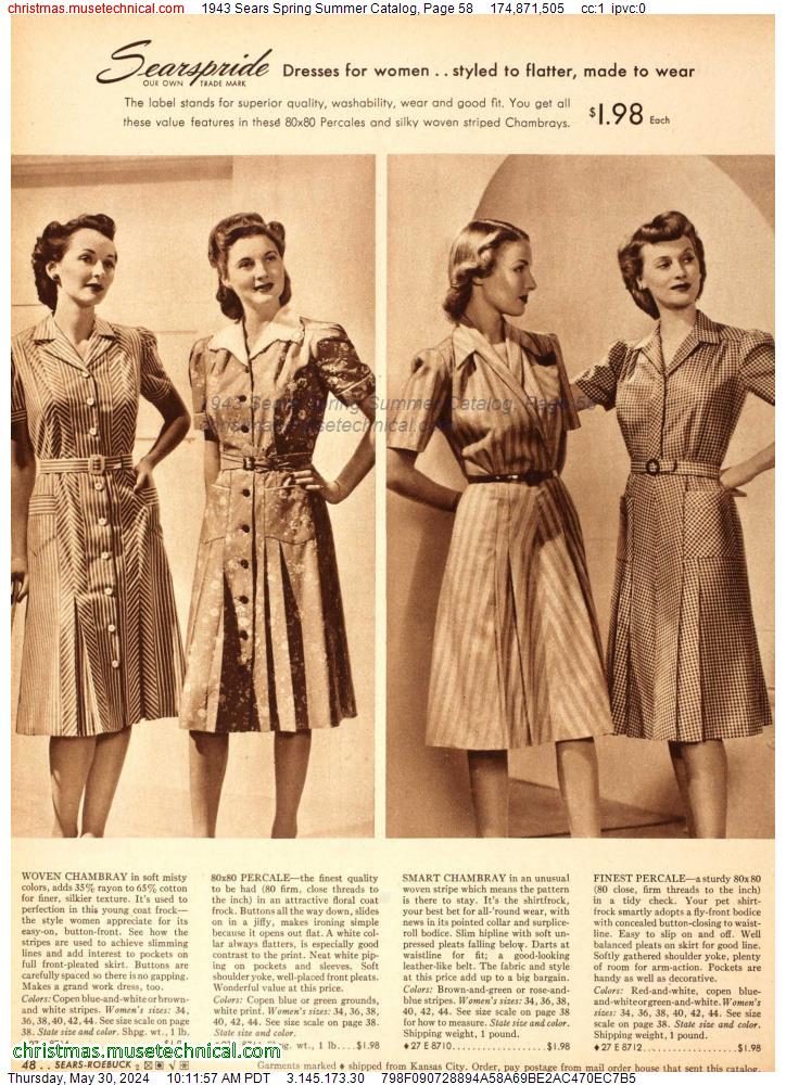 1943 Sears Spring Summer Catalog, Page 58