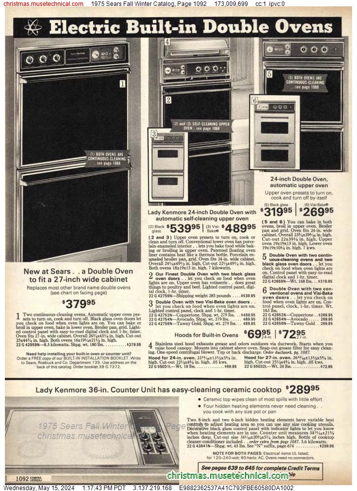 1975 Sears Fall Winter Catalog, Page 1092