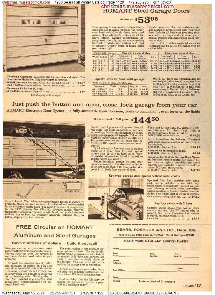 1960 Sears Fall Winter Catalog, Page 1129