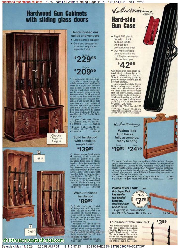 1975 Sears Fall Winter Catalog, Page 1186