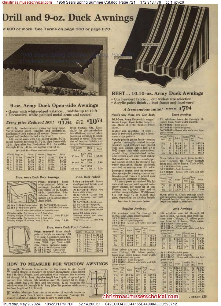 1959 Sears Spring Summer Catalog, Page 721