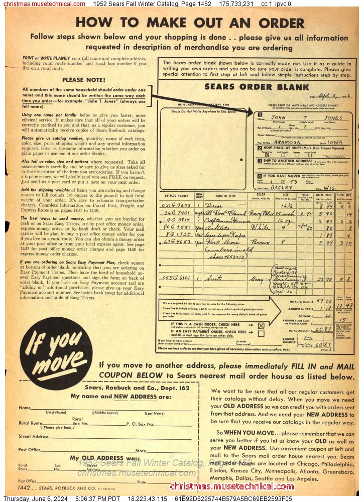 1952 Sears Fall Winter Catalog, Page 1452