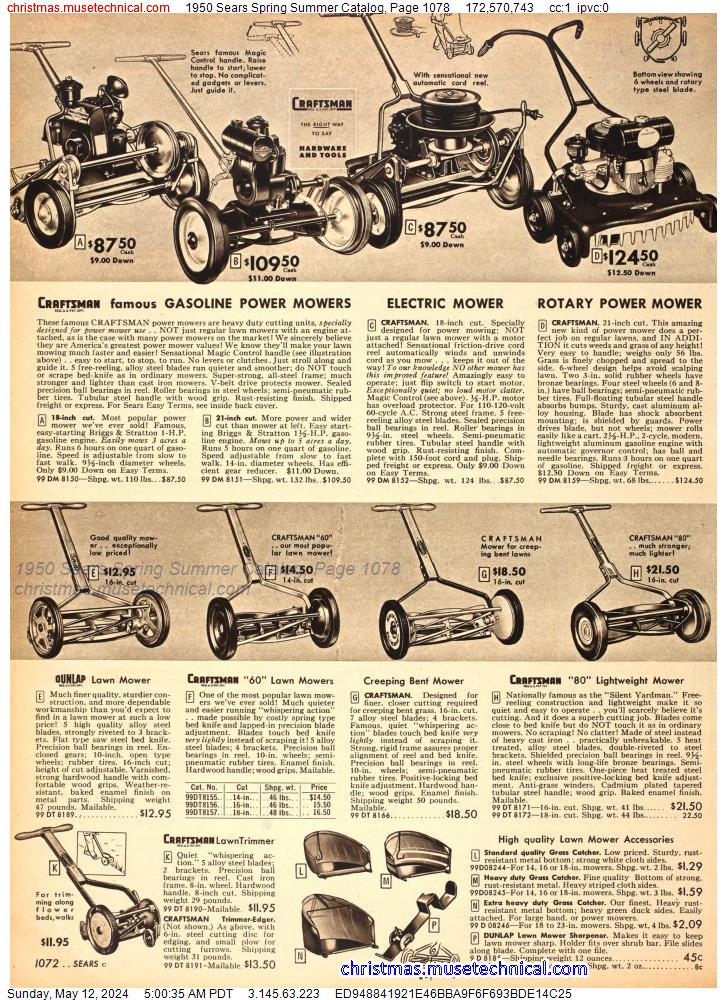 1950 Sears Spring Summer Catalog, Page 1078