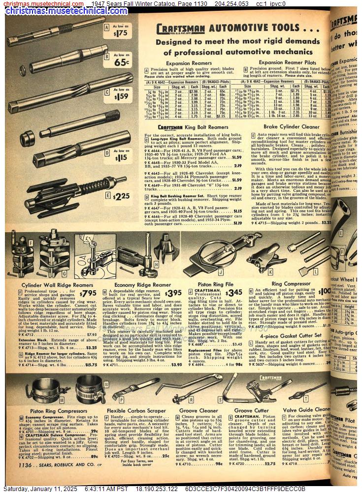 1947 Sears Fall Winter Catalog, Page 1130