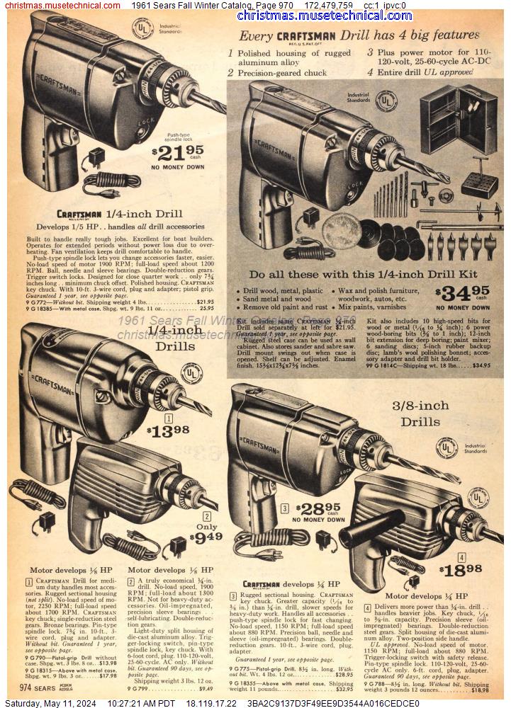 1961 Sears Fall Winter Catalog, Page 970