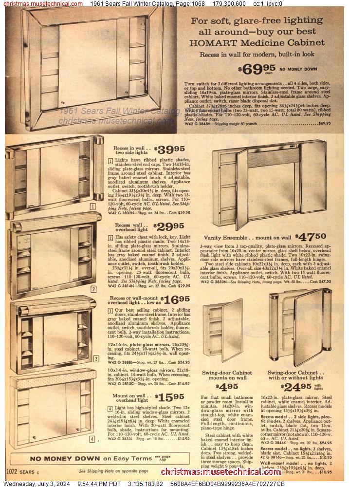 1961 Sears Fall Winter Catalog, Page 1068