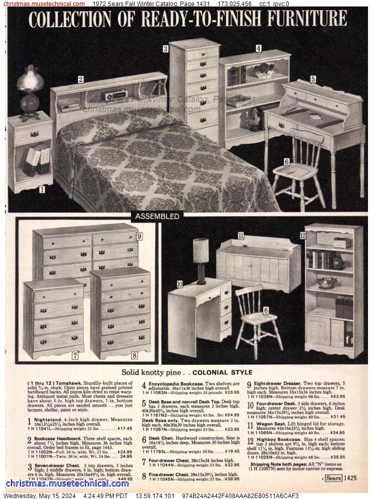 1972 Sears Fall Winter Catalog, Page 1431