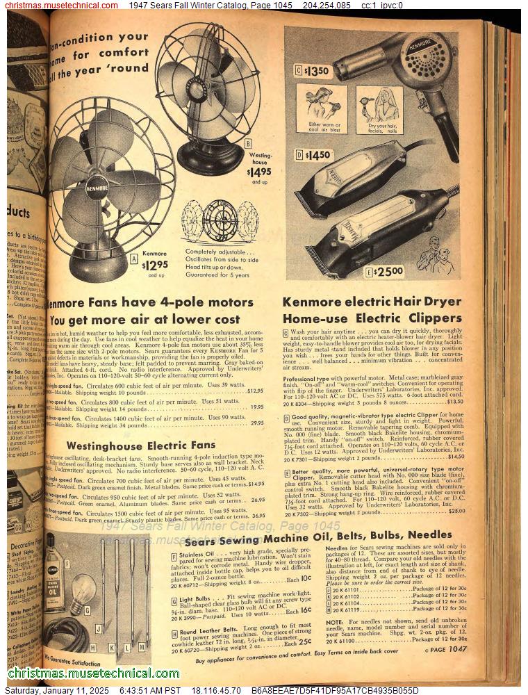 1947 Sears Fall Winter Catalog, Page 1045