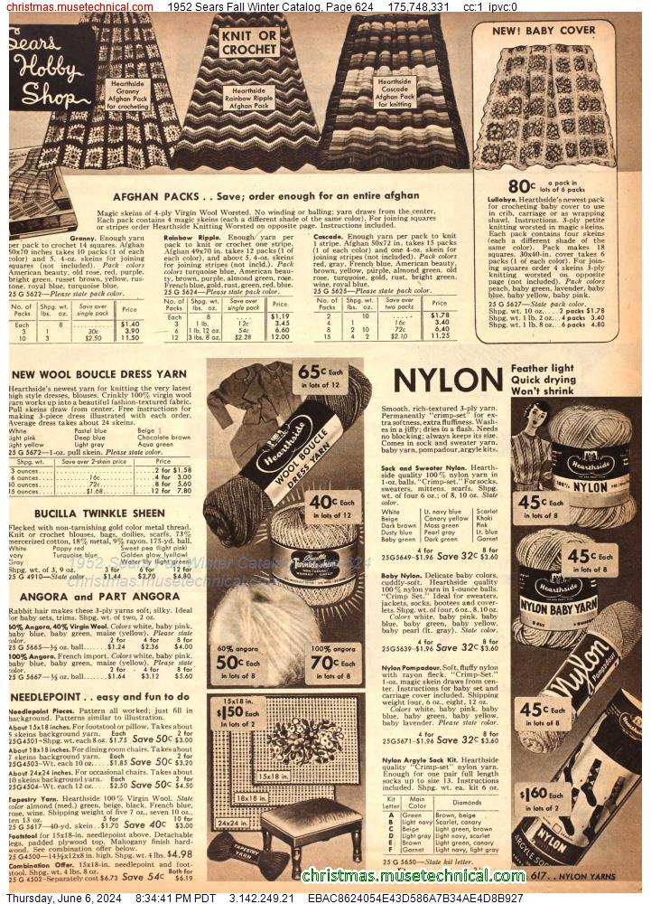 1952 Sears Fall Winter Catalog, Page 624