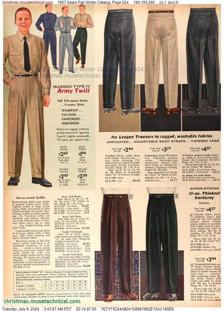 1957 Sears Fall Winter Catalog, Page 524