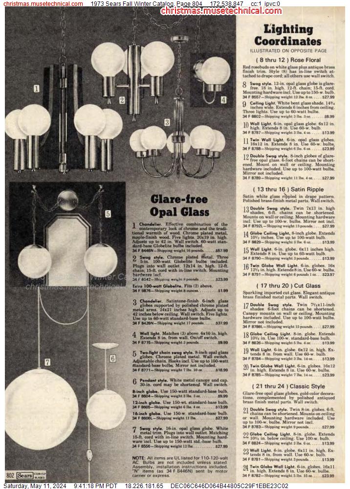 1973 Sears Fall Winter Catalog, Page 804