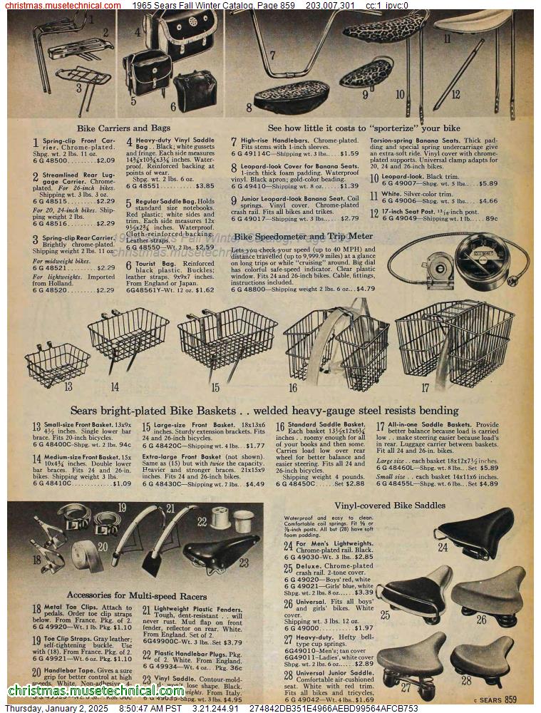 1965 Sears Fall Winter Catalog, Page 859