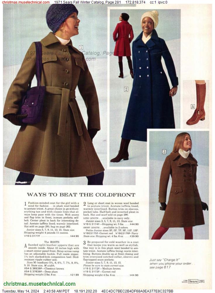 1971 Sears Fall Winter Catalog, Page 281