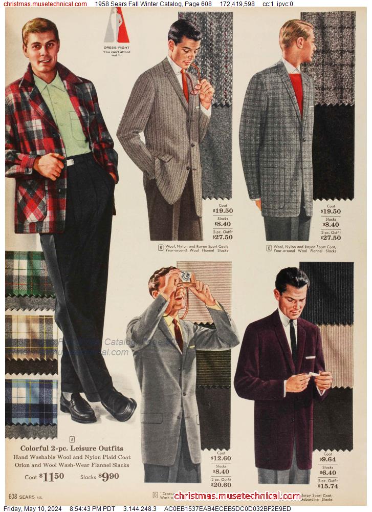 1958 Sears Fall Winter Catalog, Page 608