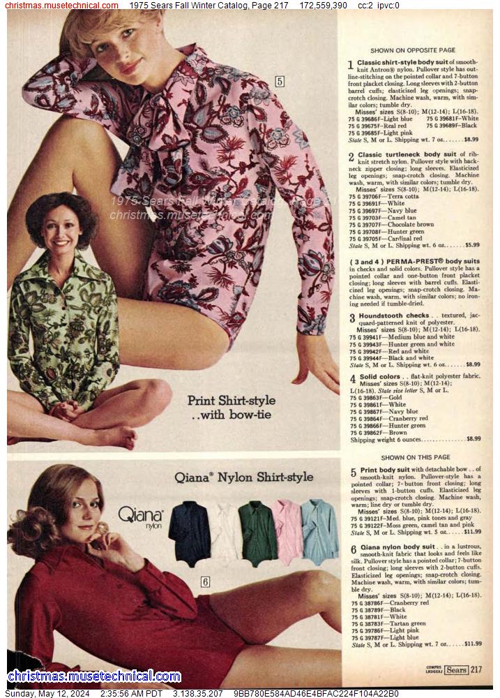 1975 Sears Fall Winter Catalog, Page 217
